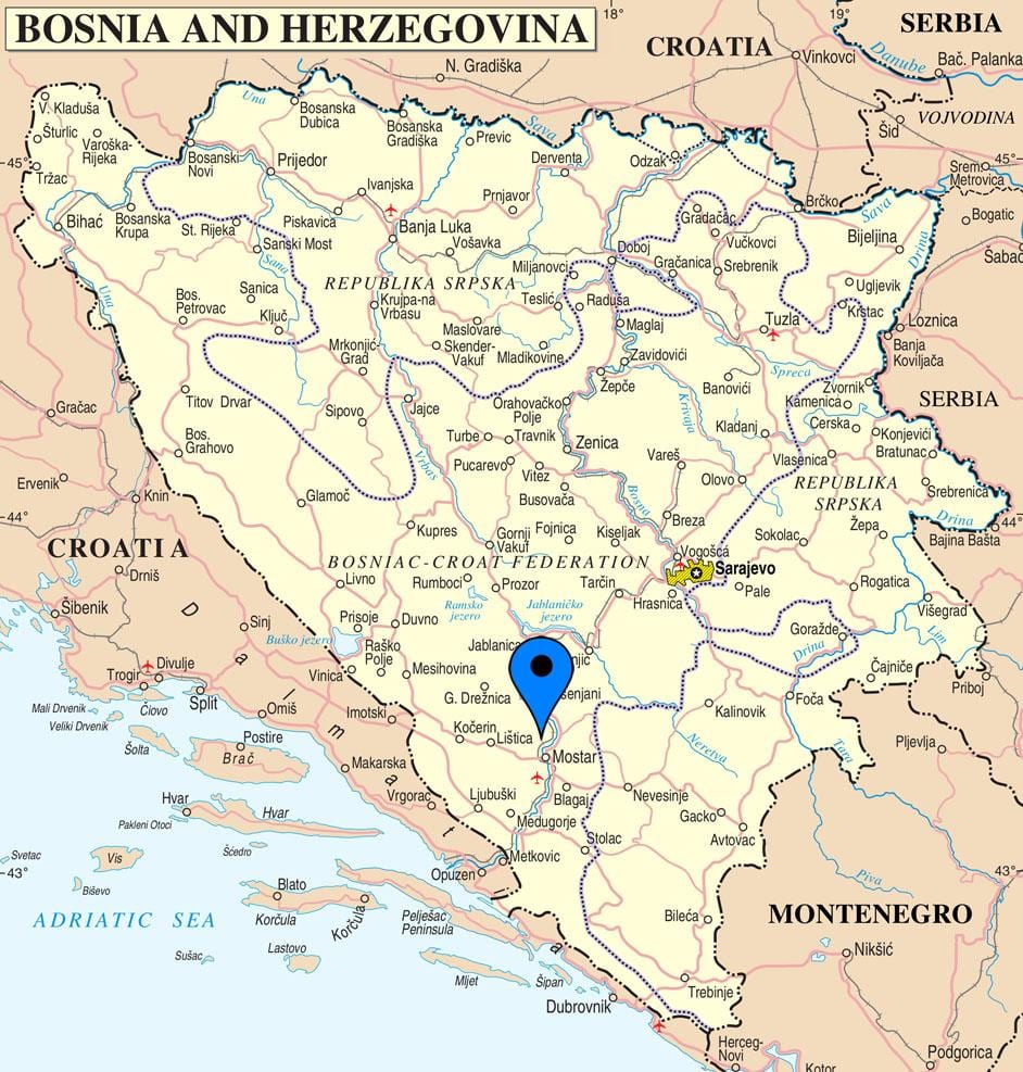 ਨਕਸ਼ਾ ਦੇ mostar Herzegovina ਬੋਸਨੀਆ